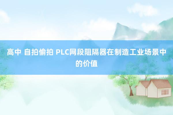 高中 自拍偷拍 PLC网段阻隔器在制造工业场景中的价值