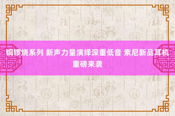 铜锣烧系列 新声力量演绎深重低音 索尼新品耳机重磅来袭