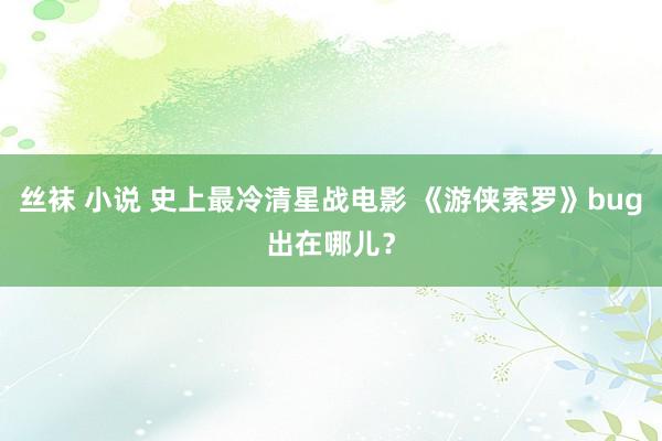 丝袜 小说 史上最冷清星战电影 《游侠索罗》bug出在哪儿？