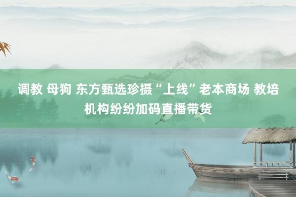 调教 母狗 东方甄选珍摄“上线”老本商场 教培机构纷纷加码直播带货